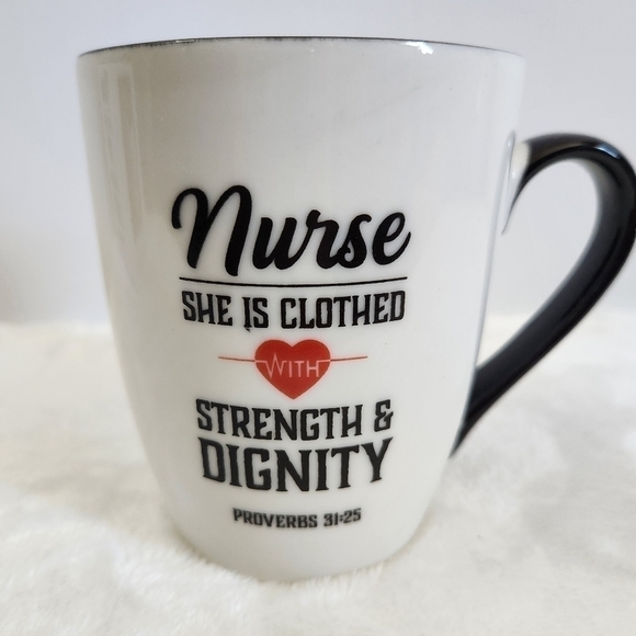 Nib Nurse Strength Dignity White Black Ceramic Coffee Cup Mug 12 Oz - Picture 3 of 12
